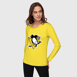 Лонгслив хлопковый женский Pittsburgh Penguins: Malkin 71, цвет: желтый — фото 2