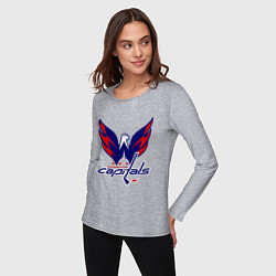 Лонгслив хлопковый женский Washington Capitals: Ovechkin, цвет: меланж — фото 2