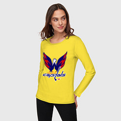 Лонгслив хлопковый женский Washington Capitals: Ovechkin, цвет: желтый — фото 2