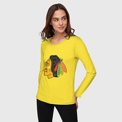 Лонгслив хлопковый женский Chicago Blackhawks, цвет: желтый — фото 2