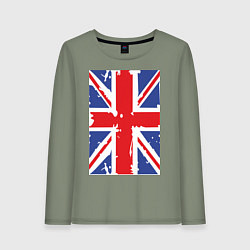Лонгслив хлопковый женский Британский флаг, цвет: авокадо