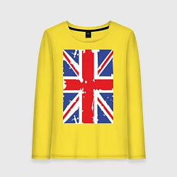 Лонгслив хлопковый женский Британский флаг, цвет: желтый
