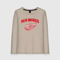 Лонгслив хлопковый женский Detroit Red Wings, цвет: миндальный