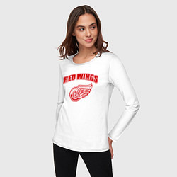 Лонгслив хлопковый женский Detroit Red Wings, цвет: белый — фото 2