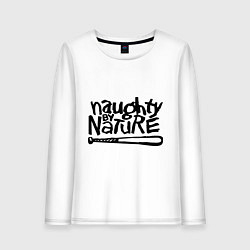 Лонгслив хлопковый женский Naughty by nature, цвет: белый