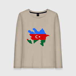 Лонгслив хлопковый женский Azerbaijan map, цвет: миндальный