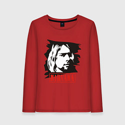 Лонгслив хлопковый женский Nirvana: Kurt Cobain, цвет: красный