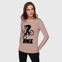 Лонгслив хлопковый женский BMX 3, цвет: пыльно-розовый — фото 2