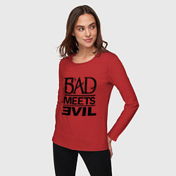 Лонгслив хлопковый женский Bad Meets Evil, цвет: красный — фото 2