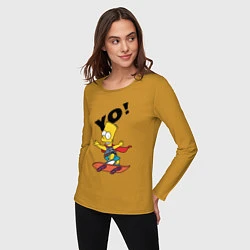 Лонгслив хлопковый женский Yo Bart, цвет: горчичный — фото 2