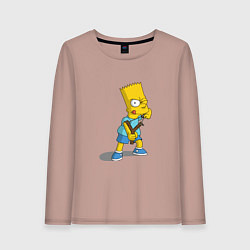 Лонгслив хлопковый женский Bad Bart, цвет: пыльно-розовый