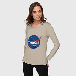 Лонгслив хлопковый женский Tardis NASA, цвет: миндальный — фото 2