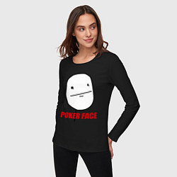 Лонгслив хлопковый женский Poker Face, цвет: черный — фото 2