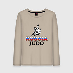 Лонгслив хлопковый женский Russia judo, цвет: миндальный