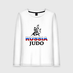 Лонгслив хлопковый женский Russia judo, цвет: белый
