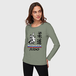 Лонгслив хлопковый женский Russia Judo, цвет: авокадо — фото 2