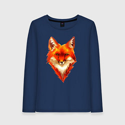 Лонгслив хлопковый женский Огенный лис, цвет: тёмно-синий