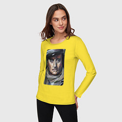 Лонгслив хлопковый женский Остап Бендер: портрет, цвет: желтый — фото 2