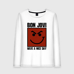 Лонгслив хлопковый женский Bon Jovi: Have a nice day, цвет: белый