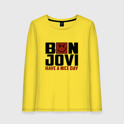 Лонгслив хлопковый женский Bon Jovi: Nice day, цвет: желтый