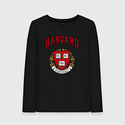 Лонгслив хлопковый женский Harvard university, цвет: черный