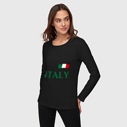Лонгслив хлопковый женский Сборная Италии: 1 номер, цвет: черный — фото 2