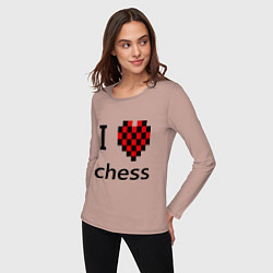 Лонгслив хлопковый женский I love chess, цвет: пыльно-розовый — фото 2