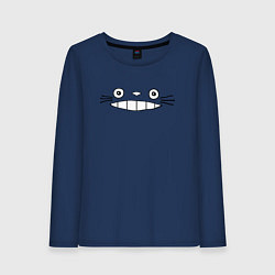Лонгслив хлопковый женский Totoro face, цвет: тёмно-синий