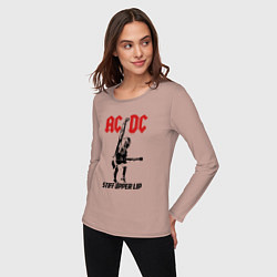 Лонгслив хлопковый женский AC/DC: Stiff Upper Lip, цвет: пыльно-розовый — фото 2