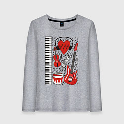 Лонгслив хлопковый женский Истинный меломан, цвет: меланж