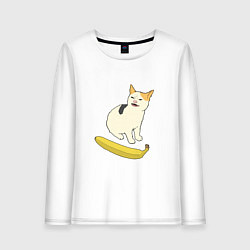 Женский лонгслив Cat no banana meme