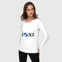 Лонгслив хлопковый женский I love x5, цвет: белый — фото 2