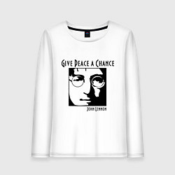 Лонгслив хлопковый женский Give Peace a Chance, цвет: белый