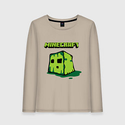 Лонгслив хлопковый женский Minecraft Creeper, цвет: миндальный