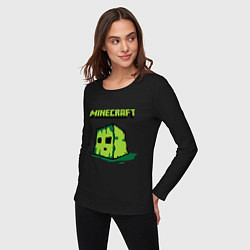 Лонгслив хлопковый женский Minecraft Creeper, цвет: черный — фото 2