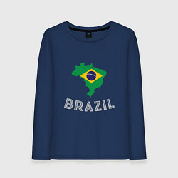 Лонгслив хлопковый женский Brazil Country, цвет: тёмно-синий