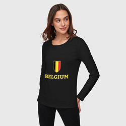 Лонгслив хлопковый женский Belgium, цвет: черный — фото 2