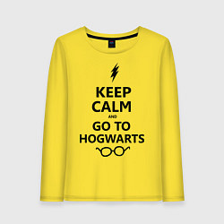 Лонгслив хлопковый женский Keep Calm & Go To Hogwarts, цвет: желтый