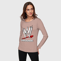Лонгслив хлопковый женский WWE universe, цвет: пыльно-розовый — фото 2