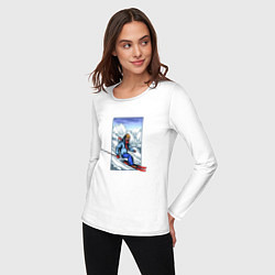 Лонгслив хлопковый женский Лыжный Спорт, цвет: белый — фото 2