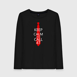 Лонгслив хлопковый женский Keep Calm & Call 47, цвет: черный