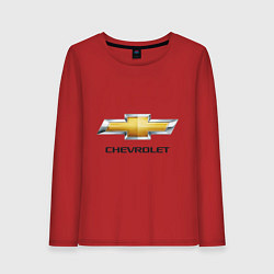 Лонгслив хлопковый женский Chevrolet логотип, цвет: красный