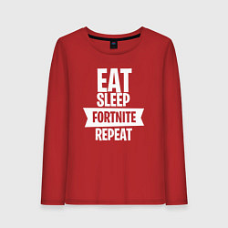 Лонгслив хлопковый женский Eat Sleep Fortnite Repeat, цвет: красный