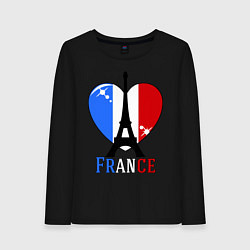 Лонгслив хлопковый женский France Love, цвет: черный