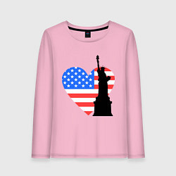 Лонгслив хлопковый женский Люблю Америку, цвет: светло-розовый