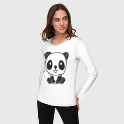 Лонгслив хлопковый женский Малыш панда, цвет: белый — фото 2