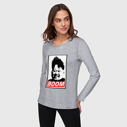 Лонгслив хлопковый женский BOOM: Kim Chen Eun, цвет: меланж — фото 2