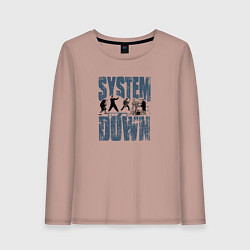 Лонгслив хлопковый женский System of a Down большое лого, цвет: пыльно-розовый