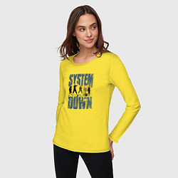 Лонгслив хлопковый женский System of a Down большое лого, цвет: желтый — фото 2