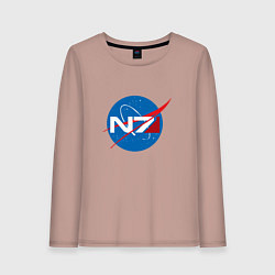 Лонгслив хлопковый женский NASA N7, цвет: пыльно-розовый
